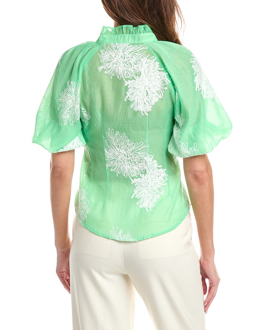 Gracia Puff Sleeve Embroidered Organza Top