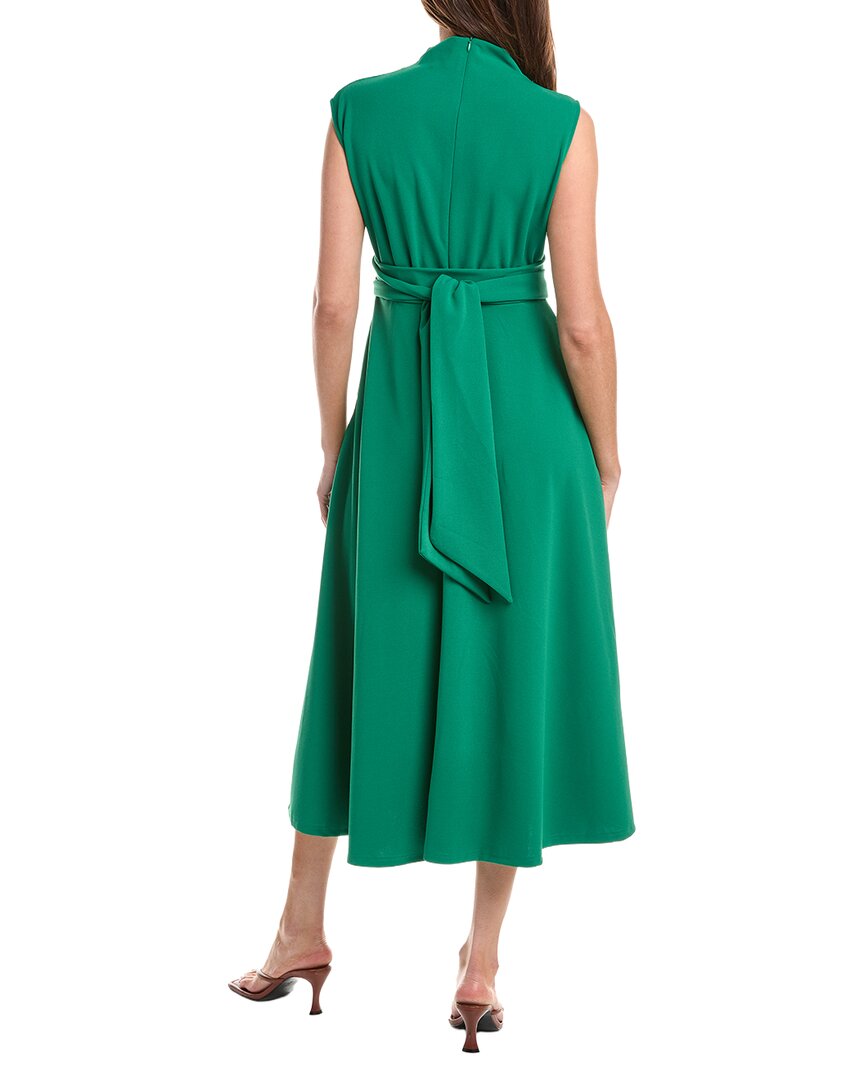 Gracia Front Tie Belt Mock Neck Midi Dress