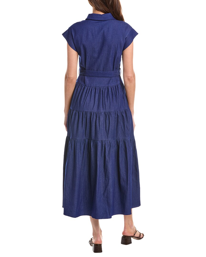 Gracia Buckle Belted Tiered Denim Maxi Dress
