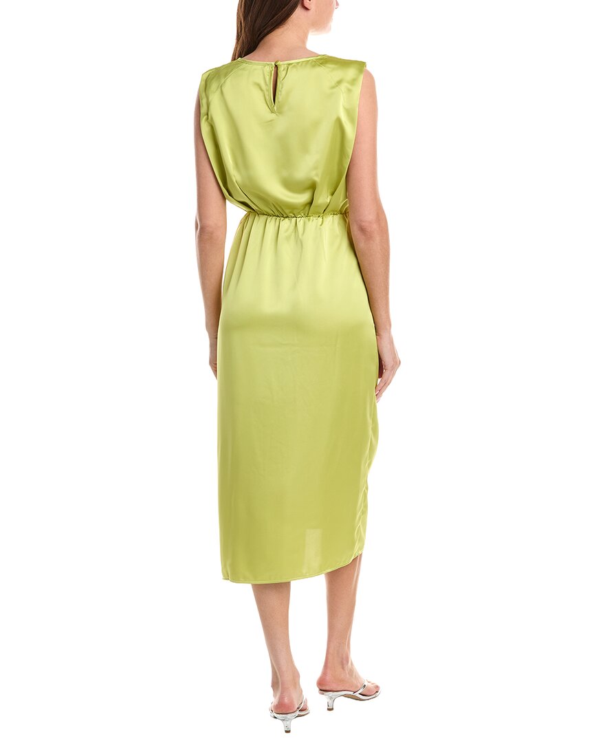 Gracia Cap Sleeve High Slit Satin Midi Dress