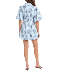 Gracia Striped Puff Sleeve Floral Mini Dress