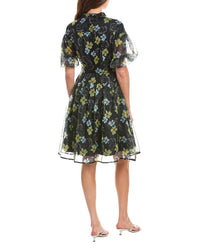 Gracia Floral Print Organza Puff Sleeve Shirtdress