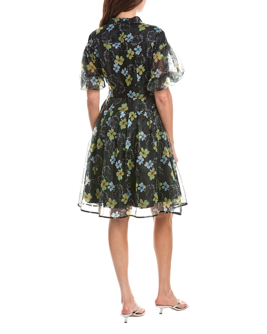 Gracia Floral Print Organza Puff Sleeve Shirtdress