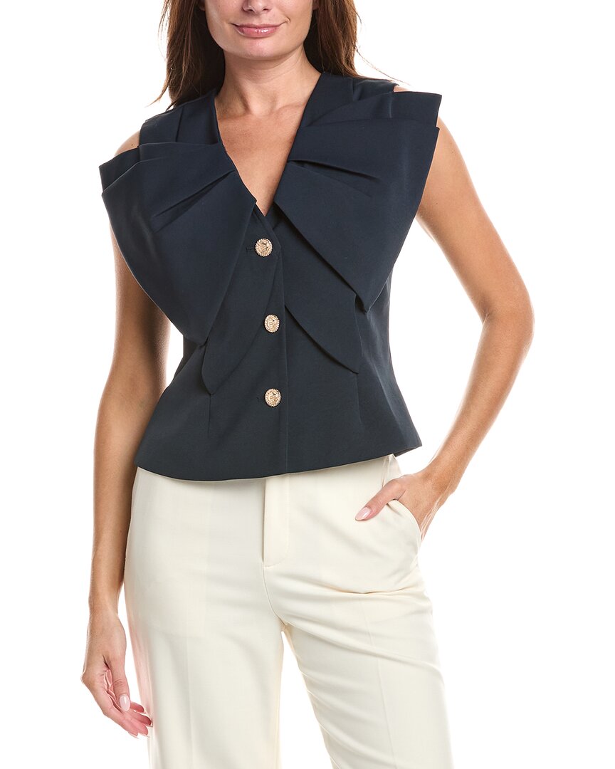 Gracia Ruffle Front Button Down Sleeveless Jacket