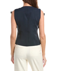 Gracia Ruffle Front Button Down Sleeveless Jacket