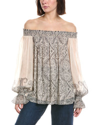 Hemant & Nandita Hemant & Nandita Smocked Detail Off-Shoulder Top