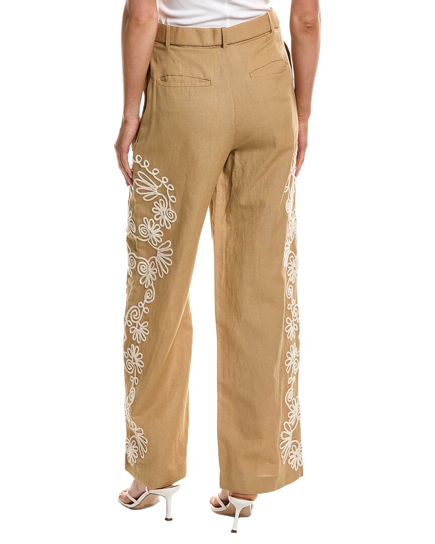 Hemant & Nandita Belted Linen-Blend Straight Pant