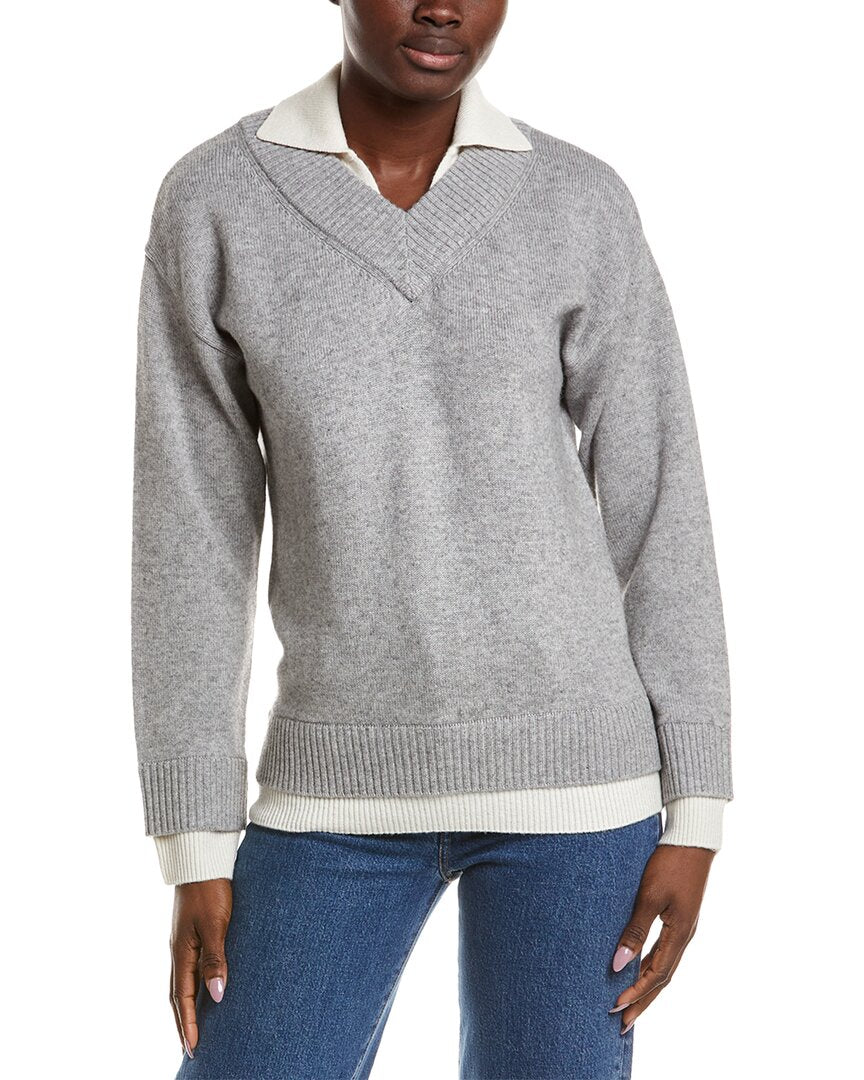 NAADAM Naadam Premium Wool & Cashmere-Blend Layered Polo Sweater