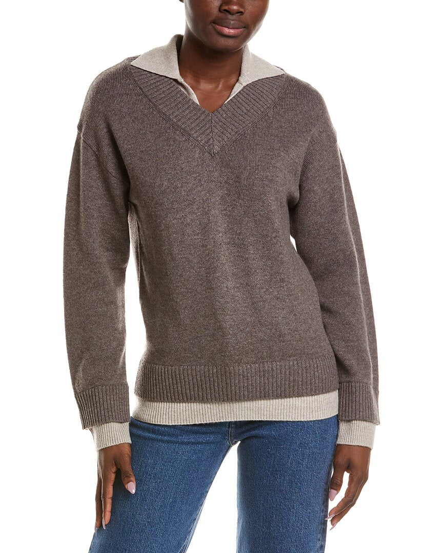 NAADAM Naadam Premium Wool & Cashmere-Blend Layered Polo Sweater
