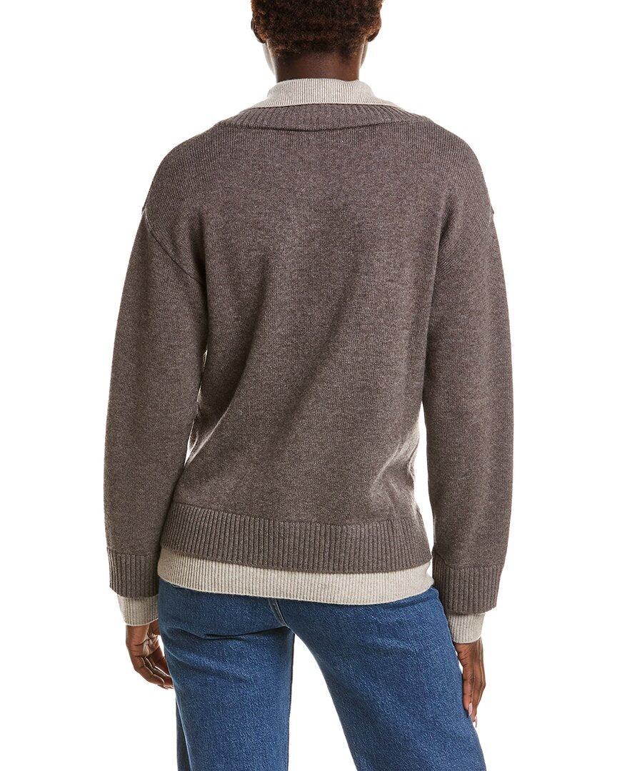 NAADAM Naadam Premium Wool & Cashmere-Blend Layered Polo Sweater