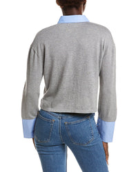 NAADAM Naadam Mixed Media Button Down Cashmere-Blend Shirt