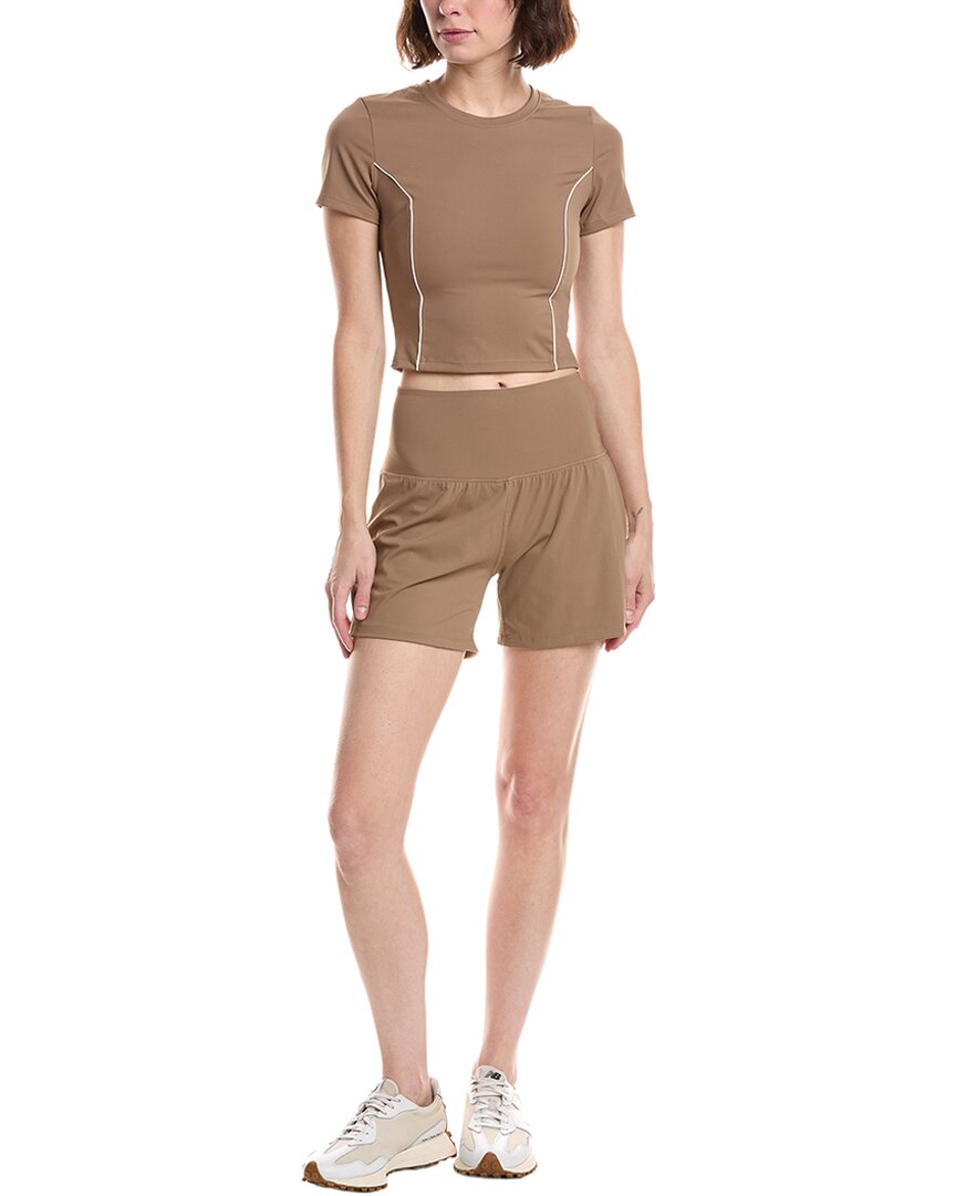 MARION Marion 2Pc 4.5In Activewear Crop Top & Racing Short Set