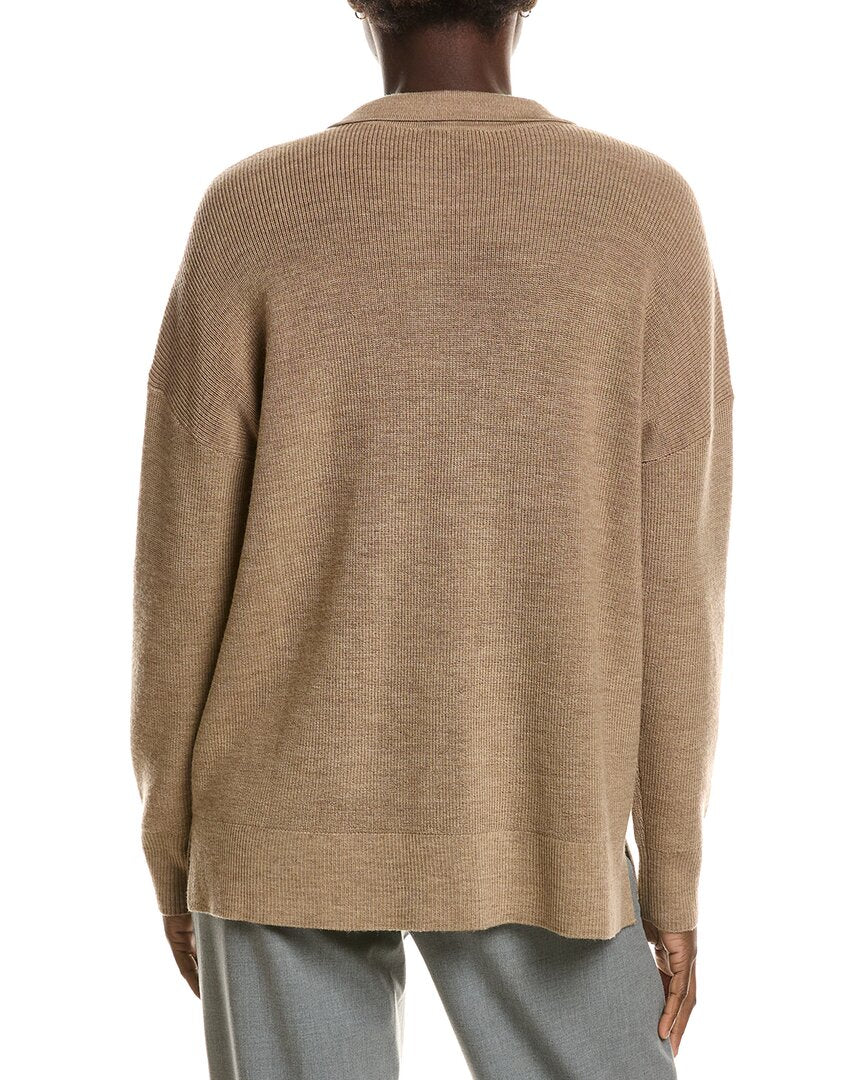 EILEEN FISHER Eileen Fisher Classic Henley Wool Sweater