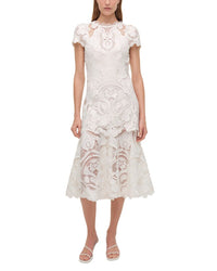 Simkhai Laura Guipure Lace Cap Sleeve Midi Dress