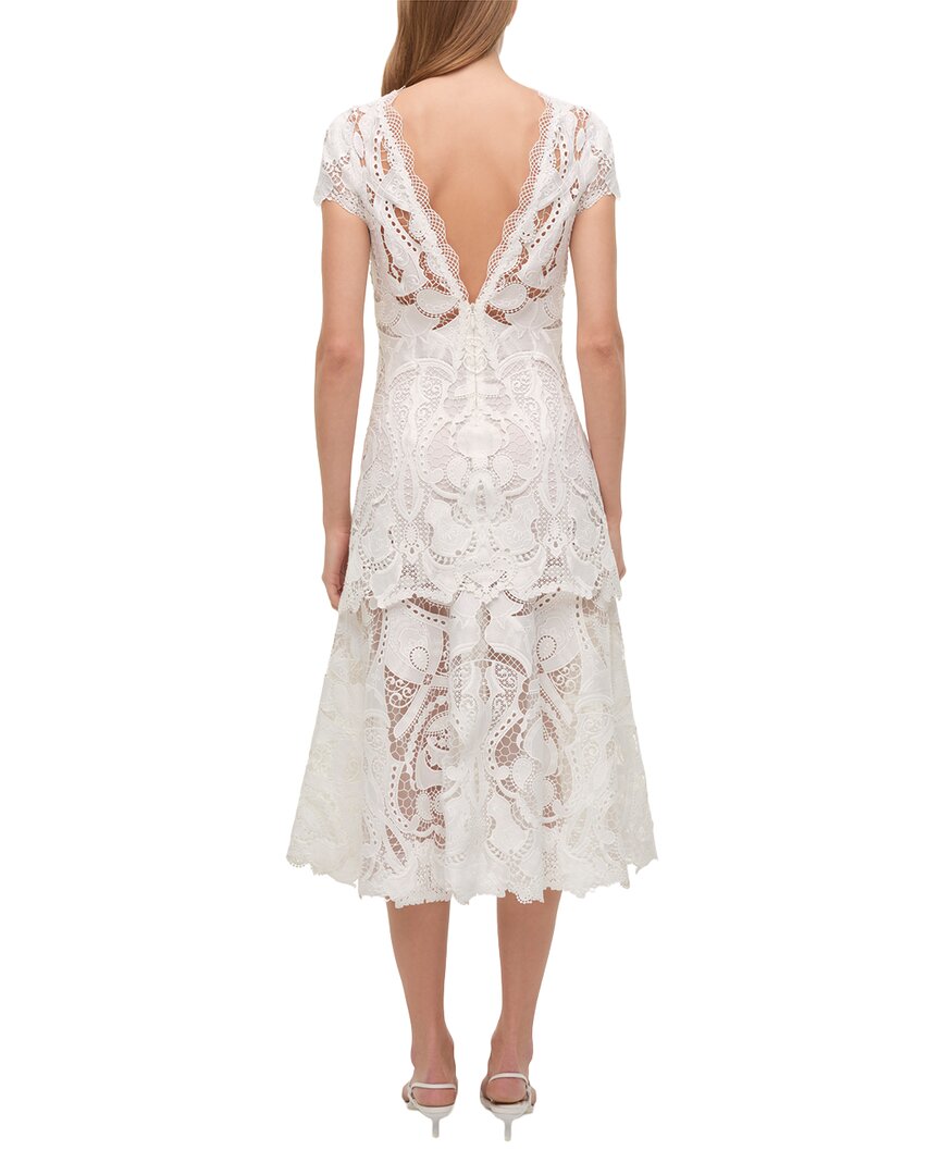 White Laura Guipure Lace Cap Sleeve Midi Dress