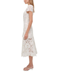 Simkhai Laura Guipure Lace Cap Sleeve Midi Dress