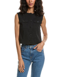 Theory Linen-Blend Trucker Vest