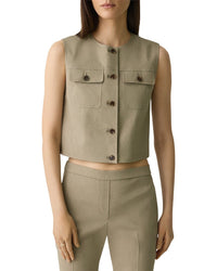 Theory Linen-Blend Trucker Vest