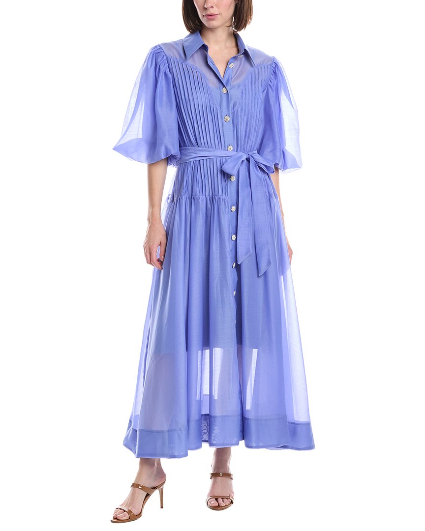 Beulah Pleated Bodice Belted Sheer Puff Maxi Dress