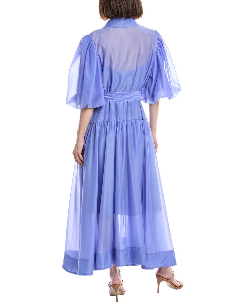 Beulah Pleated Bodice Belted Sheer Puff Maxi Dress