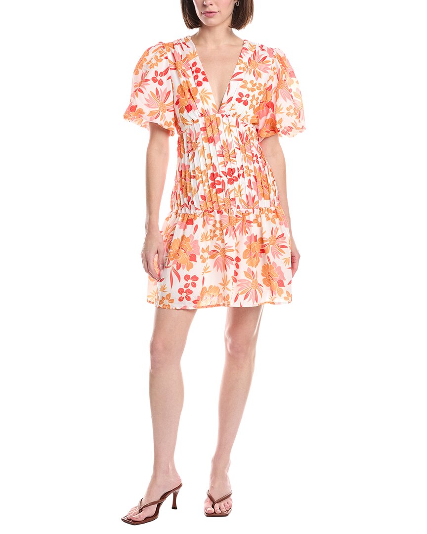 Beulah Floral Print V-Neck Puff Flounce Mini Dress