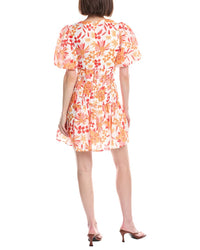 Beulah Floral Print V-Neck Puff Flounce Mini Dress