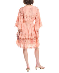 Beulah Floral Lace Detail Tiered Flounce Mini Dress