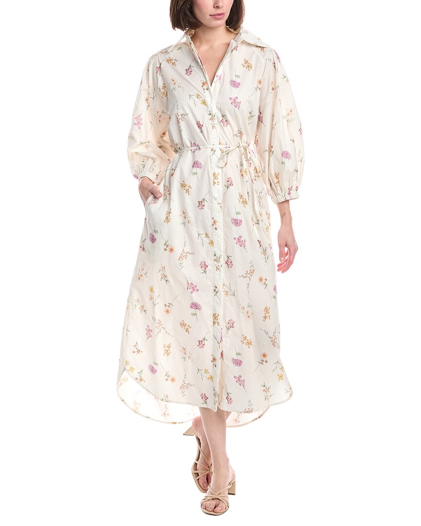 Beulah Contrast Floral Print Belted Maxi Shirtdress