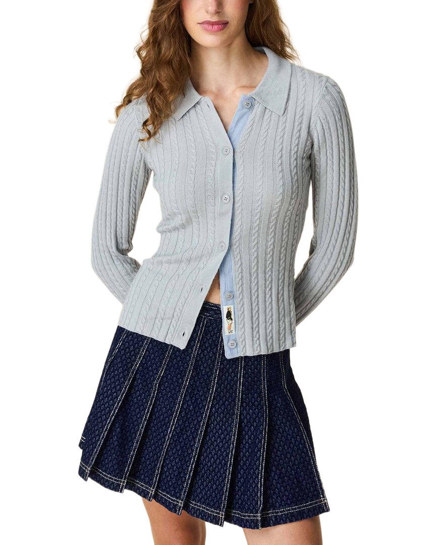 Rowing Blazers Cable Knit Collared Wool-Blend Cardigan