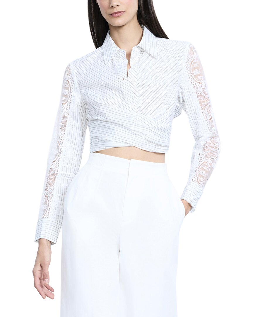 Bcbgmaxazria Lace Stripe Tie Back Top