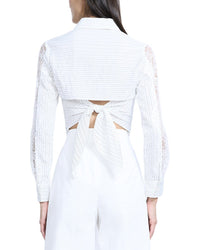 Bcbgmaxazria Lace Stripe Tie Back Top
