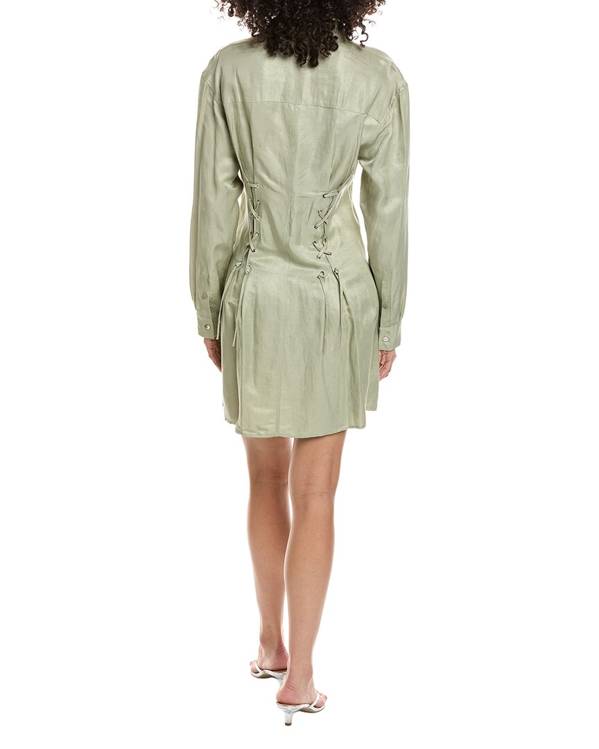 The Kooples Lace-Up Linen-Blend Mini Shirtdress