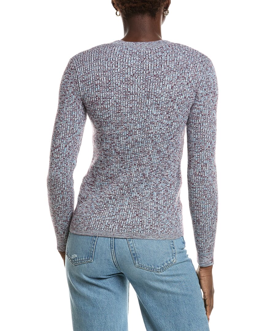 Minnie Rose Minnie Rose Cashmere-Blend Rib Marled Henley Cardigan