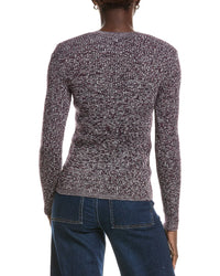 Minnie Rose Cashmere-Blend Rib Marled Henley Cardigan