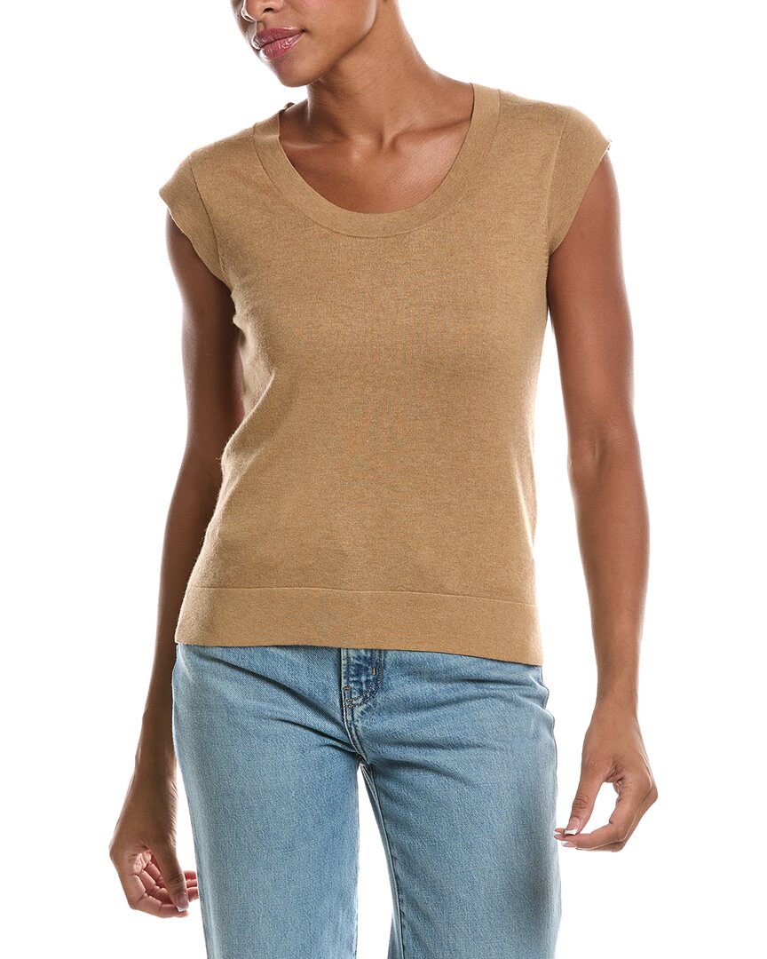 Minnie Rose Minnie Rose Knit Cap Sleeve Cashmere-Blend Top