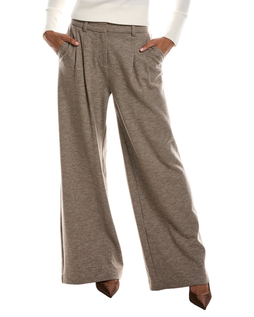 SIMKHAI Simkhai Leroy Pleated Wool-Blend Wide Leg Pant