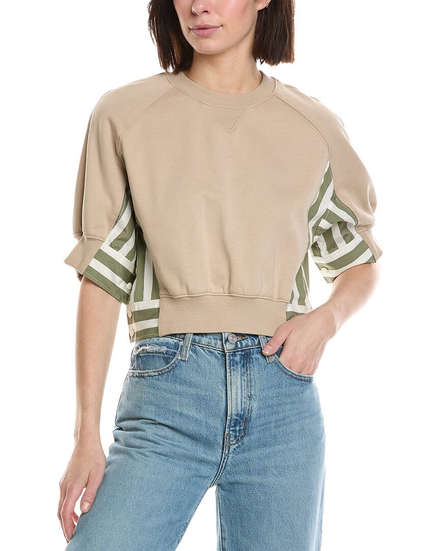 3.1 Phillip Lim 3.1 Phillip Lim 3/4 Sleeve Cropped Combo Sweatshirt