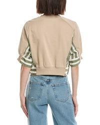 3.1 Phillip Lim 3.1 Phillip Lim 3/4 Sleeve Cropped Combo Sweatshirt