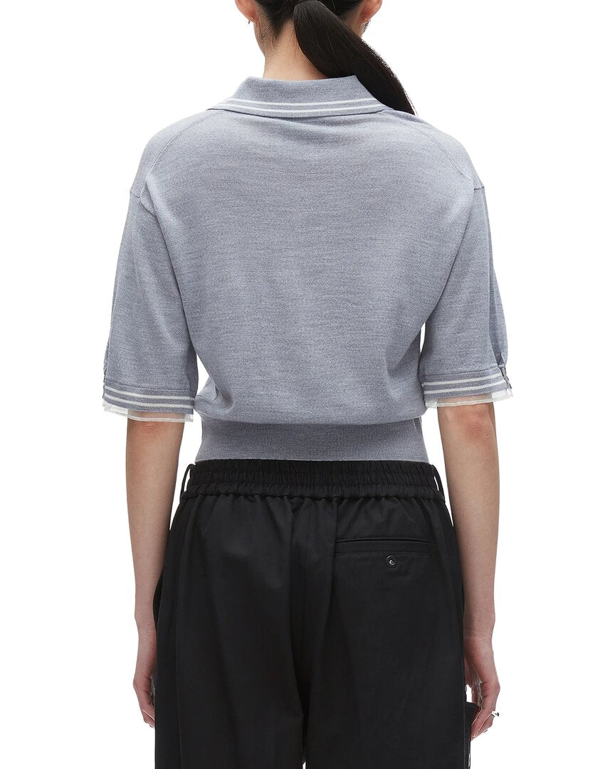 3.1 Phillip Lim Wool Cropped Polo Sweater