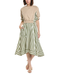 3.1 Phillip Lim 3.1 Phillip Lim 3/4 Sleeve Sweatshirt Combo Dress