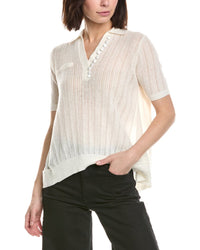 3.1 Phillip Lim 3.1 Phillip Lim Airy Open Cable Double Layer Wool & Alpaca-Blend Polo Shirt
