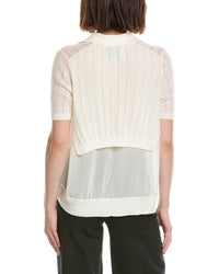 3.1 Phillip Lim 3.1 Phillip Lim Airy Open Cable Double Layer Wool & Alpaca-Blend Polo Shirt