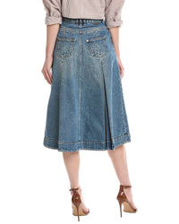Balmain Balmain Vintage Blue Denim Pleated Midi Skirt