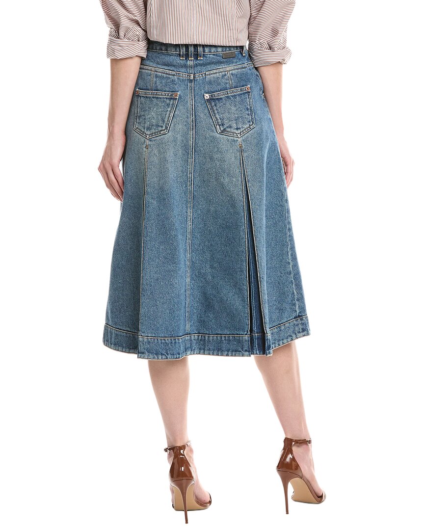 Balmain Balmain Vintage Blue Denim Pleated Midi Skirt