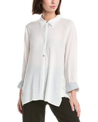 Lemon Grass 3/4-Sleeve Button Down Blouse