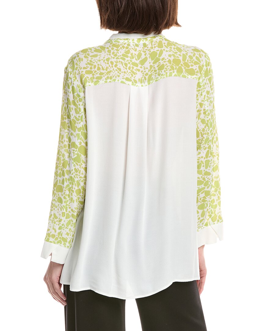 Lemon Grass Flip Collar Button Down Blouse