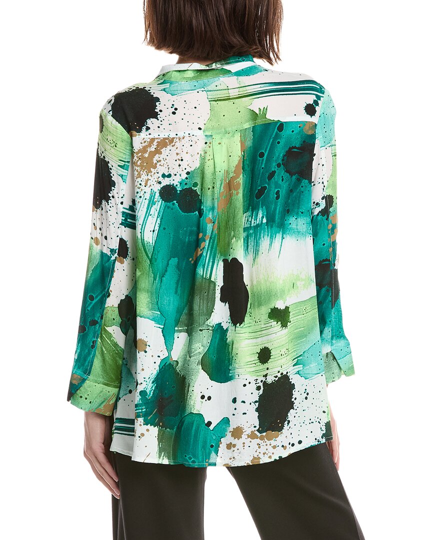 Lemon Grass Flip Collar Embroidered Blouse