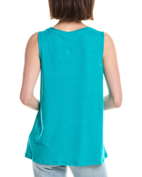 Lemon Grass Beaded Neckline Linen-Blend Tank Top