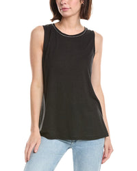 Lemon Grass Beaded Neckline Linen-Blend Tank Top