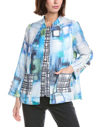 Lemon Grass Print Blocked Blazer